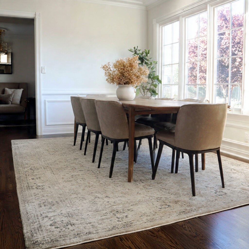 subtle pattern neutral rug for dining room rug