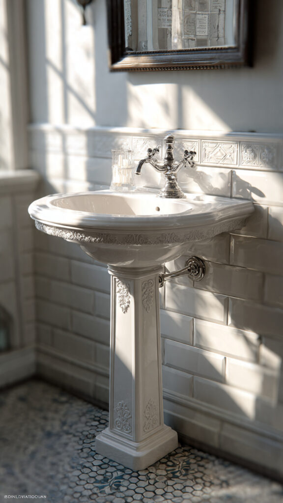vintage pedestal sink for bathroom elegant porcela