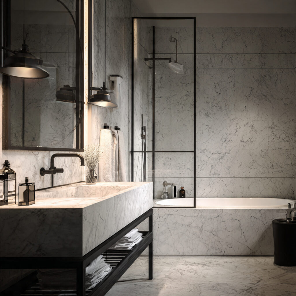 white marble black accents for black and white bat