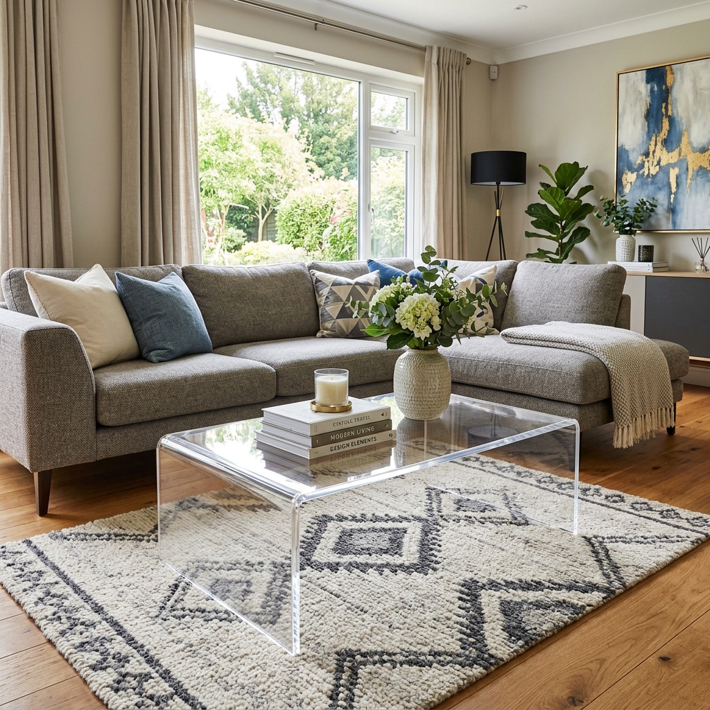 13 Living Room Center Table Ideas That’ll Instantly Upgrade Your Space (Yes, Even Yours) 12 Acrylic Table for Modern Edge