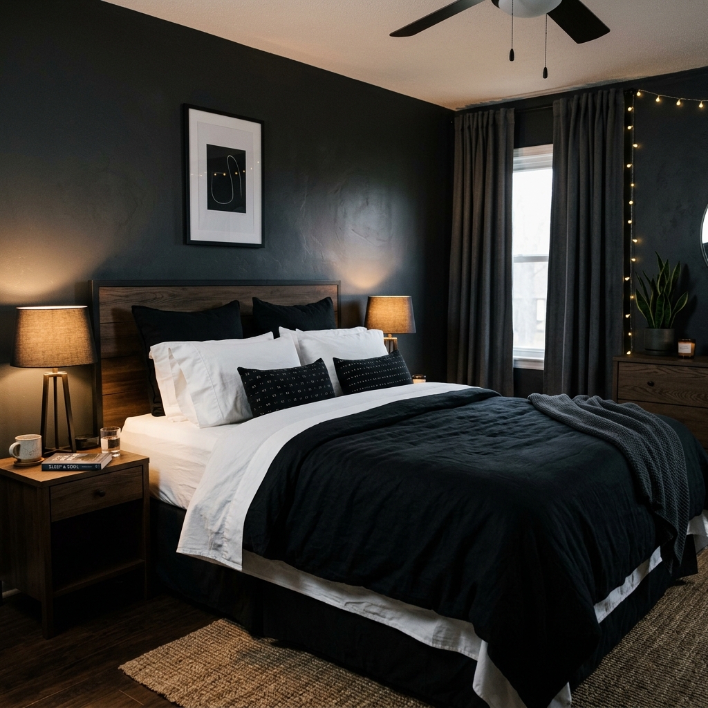 14 Dark Bedroom Ideas That Feel Moody, Luxe, and Seriously Addictive 10 Black Bedding with White Sheets