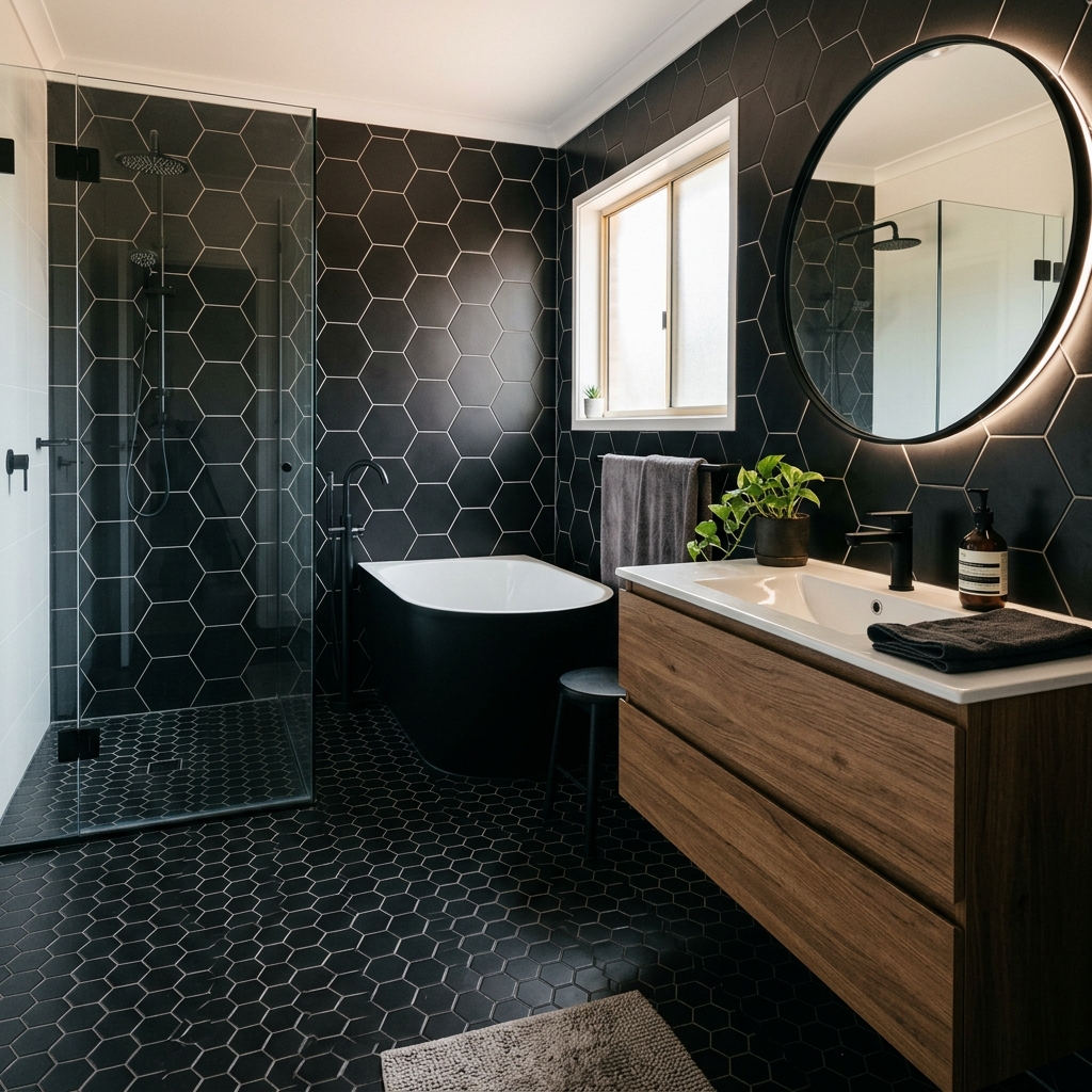 Black Hexagon Tiles
