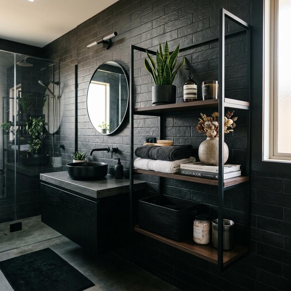 Black Open Shelving
