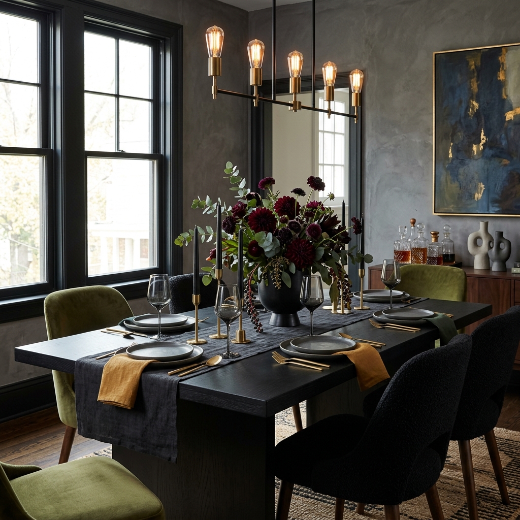 14 Dining Room Table Ideas That Instantly Upgrade Your Space (And Yes, Your Dinner Parties Too) 7 Black Table Drama