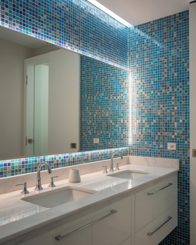 Blue Mosaic Accent Wall