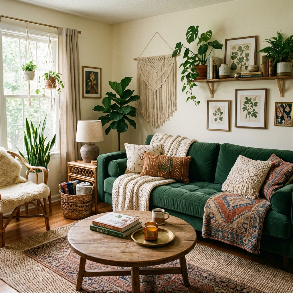 14 Green Couch Living Room Ideas That’ll Instantly Make Your Space Look Designer-Level Chic 4 Boho Layers That Feel Effortlessly Cool