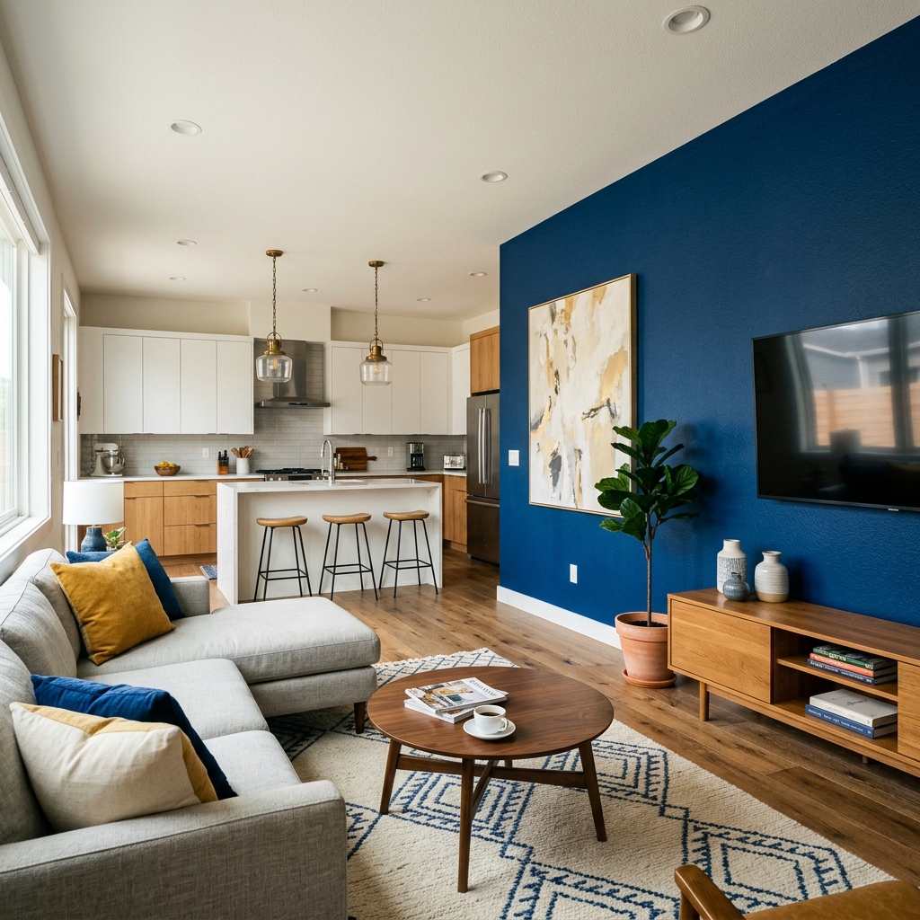 14 Open Plan Kitchen Living Room Ideas That Will Make Your Home Look Straight Out of Pinterest 9 Bold Accent Wall Energy
