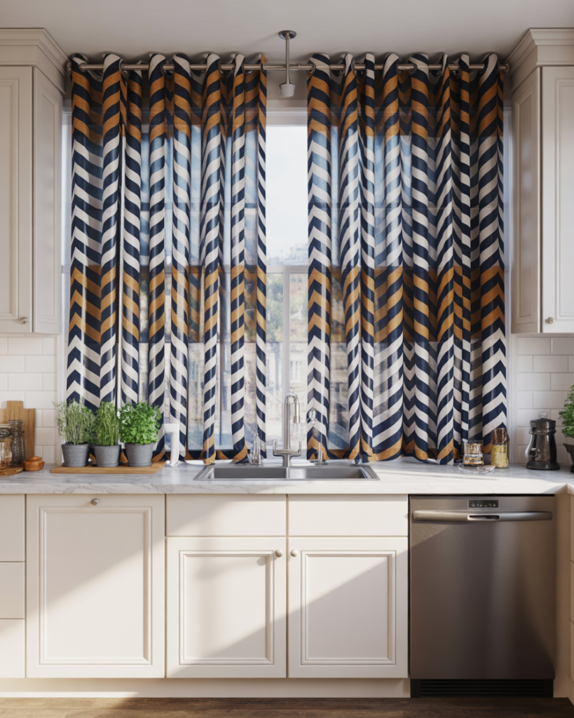 15 Kitchen Curtain Ideas That Will Instantly Upgrade Your Space (And Yes, You’ll Want Them All) 4 Bold Pattern Curtains