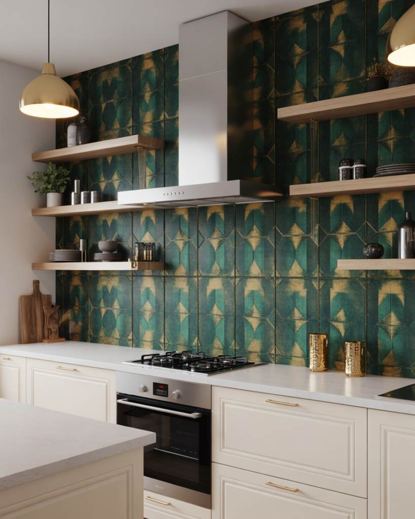 15 Kitchen Wall Decor Ideas That Instantly Make Your Space Look Pinterest-Perfect (Without Trying Too Hard) 9 Bold Wallpaper Accent Wall