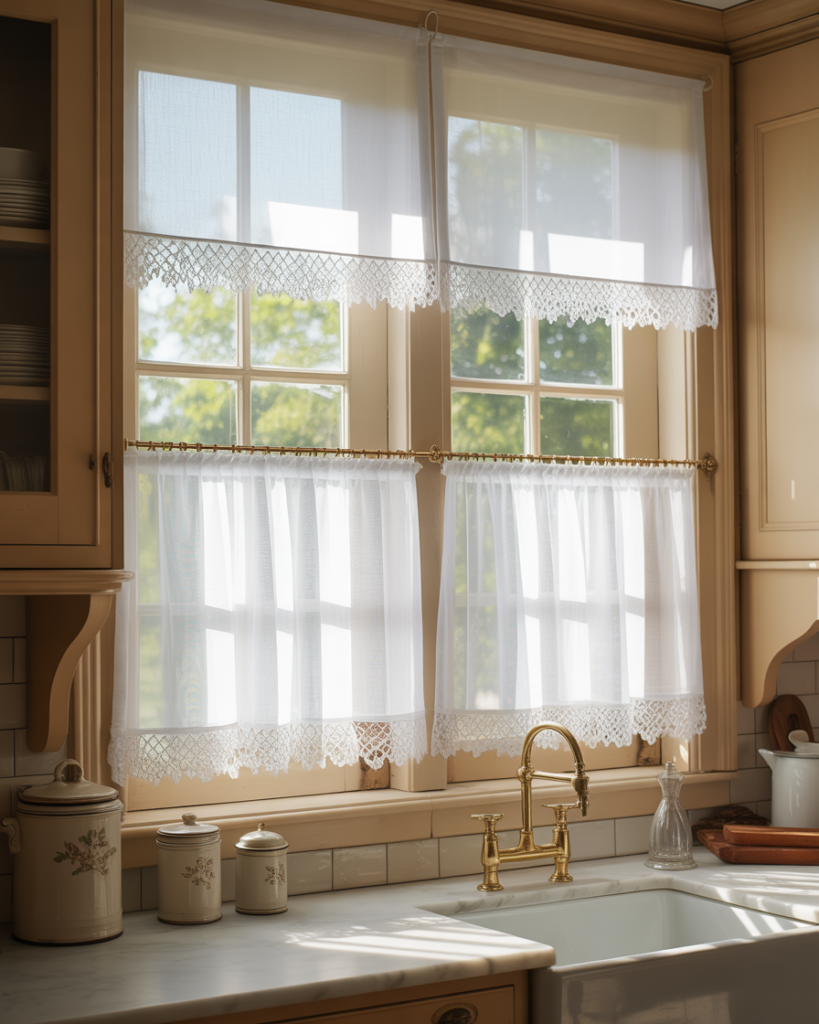 15 Kitchen Curtain Ideas That Will Instantly Upgrade Your Space (And Yes, You’ll Want Them All) 2 Classic Cafe Curtains