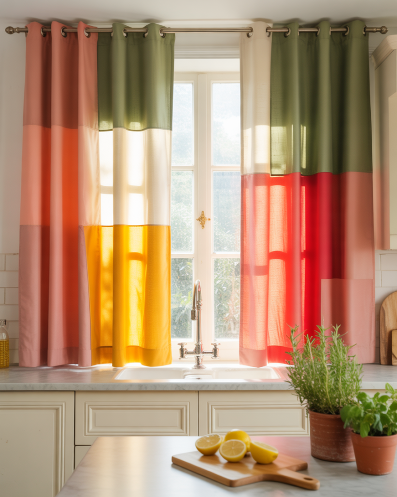 15 Kitchen Curtain Ideas That Will Instantly Upgrade Your Space (And Yes, You’ll Want Them All) 16 Color Blocked Curtains