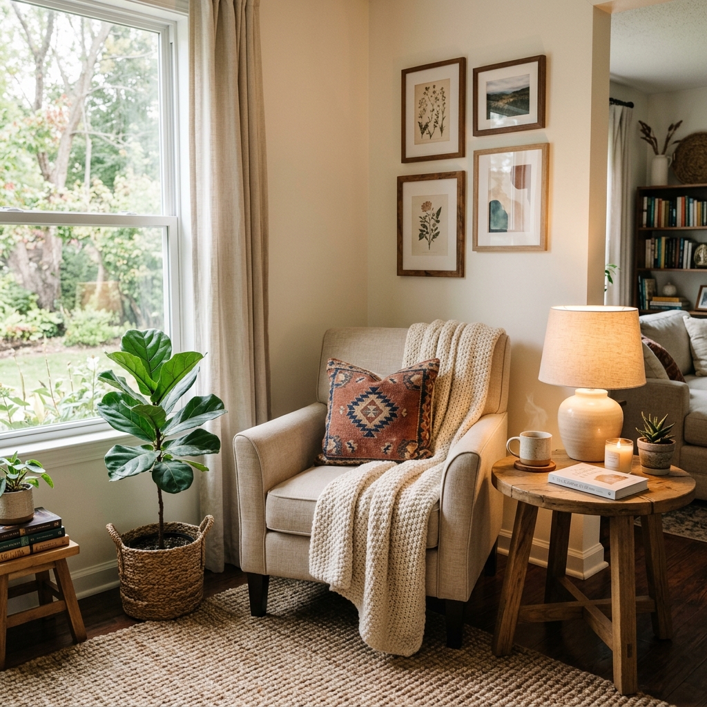 15 Living Room Decor Ideas That Will Instantly Make Your Space Look Designer-Level (Without Trying Too Hard) 15 Cozy Corner Setup 1