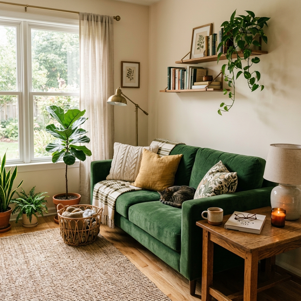14 Green Couch Living Room Ideas That’ll Instantly Make Your Space Look Designer-Level Chic 15 Cozy Corner Setup for Everyday Living