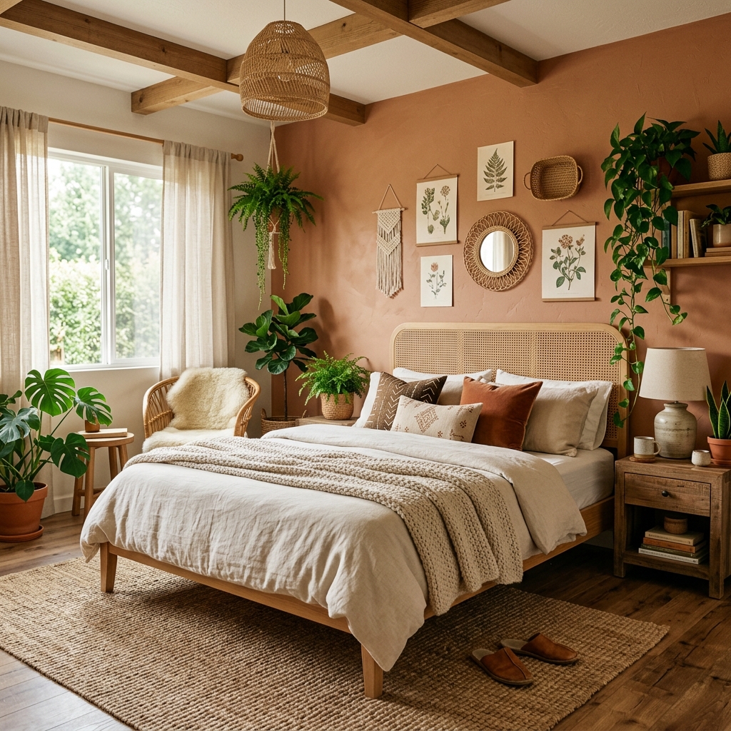 15 Trending Bedroom Ideas That Will Instantly Make Your Space Feel Like a Pinterest Dream 4 Earthy Boho Retreat