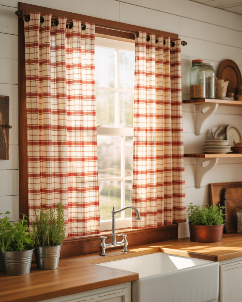 15 Kitchen Curtain Ideas That Will Instantly Upgrade Your Space (And Yes, You’ll Want Them All) 5 Farmhouse Plaid Curtains