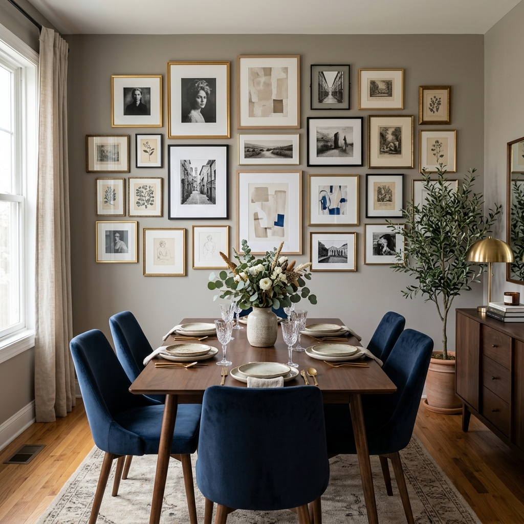 15 Dining Room Wall Decor Ideas That’ll Make Your Space Look Straight-Up Designer (Without the Drama) 2 Gallery Wall But Make It Chic