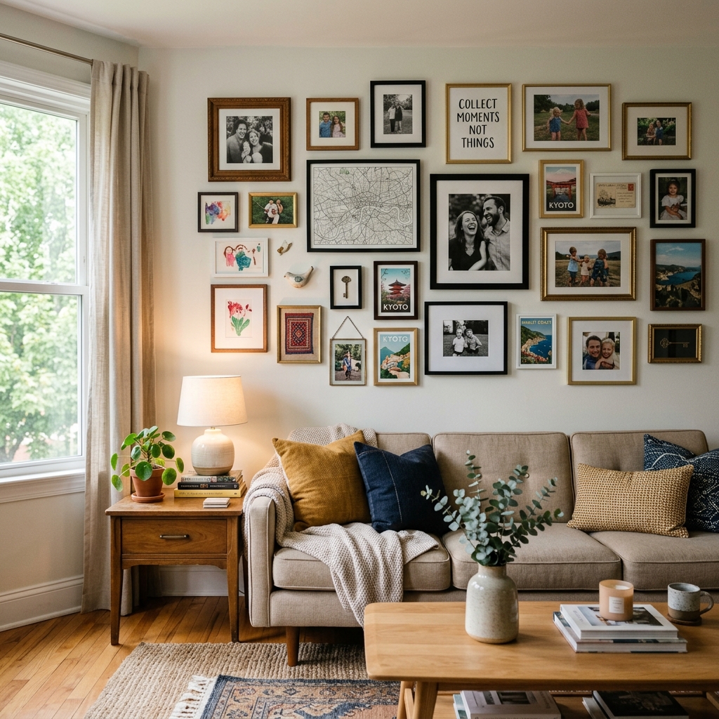 15 Living Room Decor Ideas That Will Instantly Make Your Space Look Designer-Level (Without Trying Too Hard) 4 Gallery Wall But Make It Personal