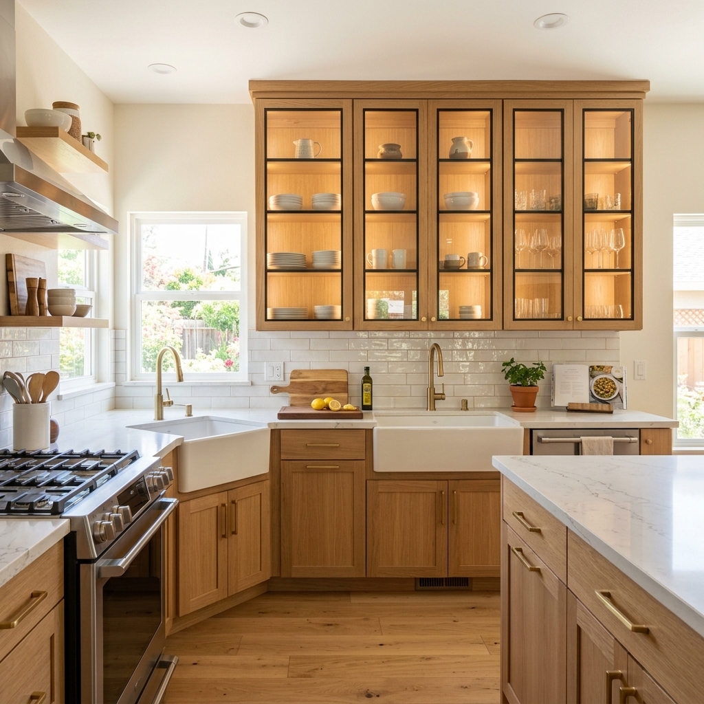 16 Kitchen Remodel Ideas That’ll Make Your Space Look Straight-Up Magazine Worthy 12 Glass Cabinet Doors for a Light Feel