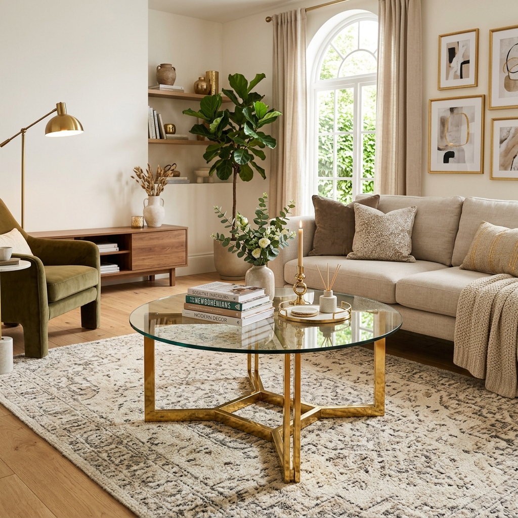 13 Living Room Center Table Ideas That’ll Instantly Upgrade Your Space (Yes, Even Yours) 2 Glass Top Table Gold Accents