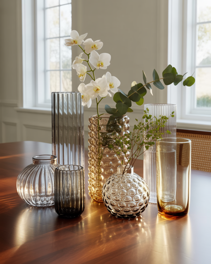 15 Dining Room Table Centerpiece Ideas That Will Instantly Make Your Space Look Expensive (Without Actually Being Expensive) 10 Glass Vase Cluster