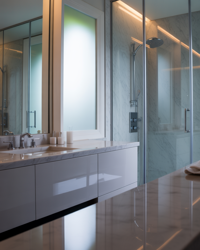 15 White Bathroom Ideas That Will Make Your Space Feel Like a Luxe Spa (Without Trying Too Hard) 12 Glossy White Modern Look