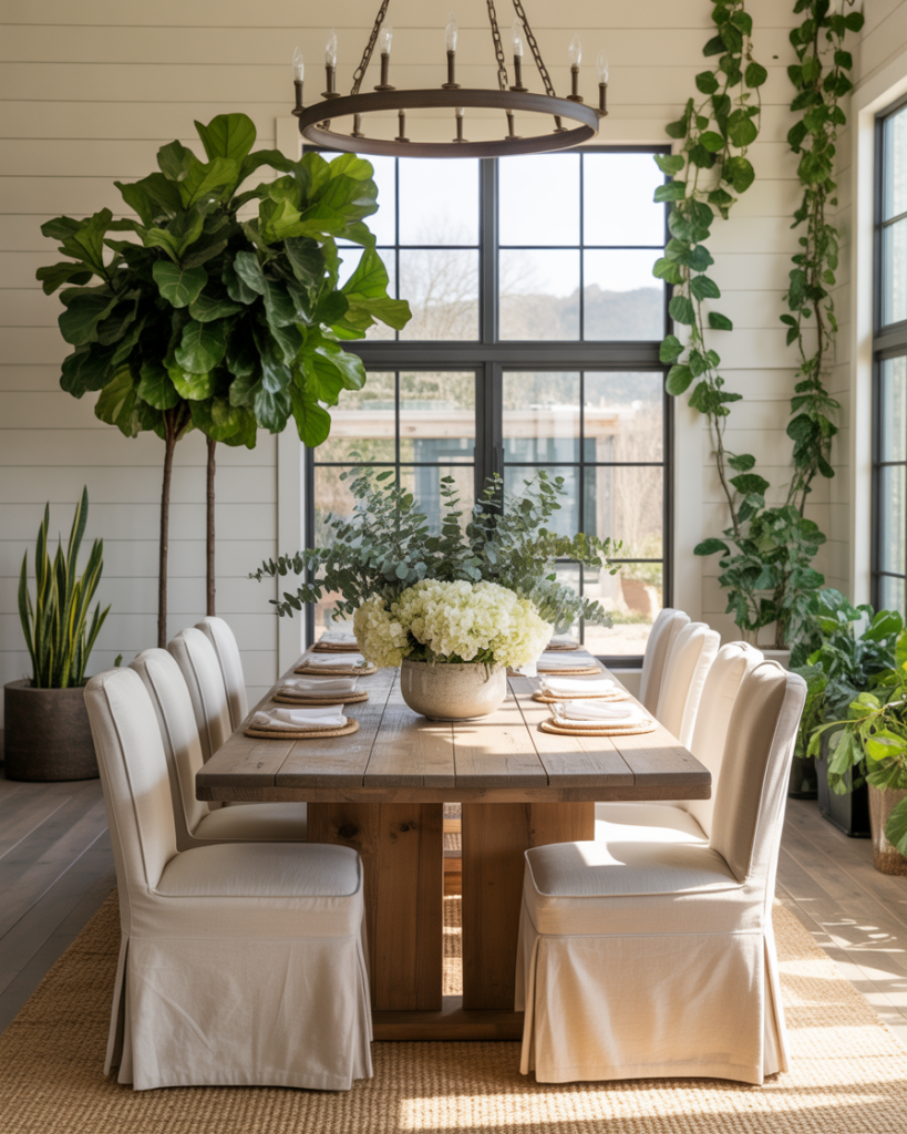 14 Modern Farmhouse Dining Room Ideas That Feel Straight Out of a Pinterest Dream (But Totally Livable) 15 Greenery Everywhere