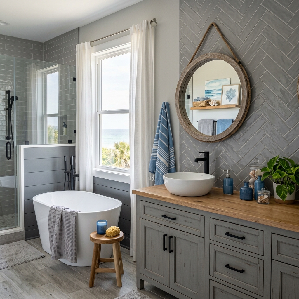 Grey and Blue Coastal Twist