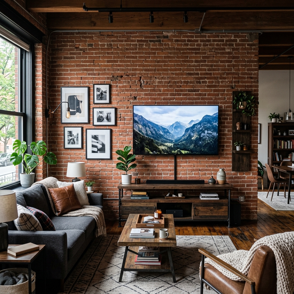 15 Living Room TV Wall Ideas That Will Instantly Upgrade Your Space (Like… Why Didn’t You Do This Sooner?) 12 Industrial Brick Wall Vibes