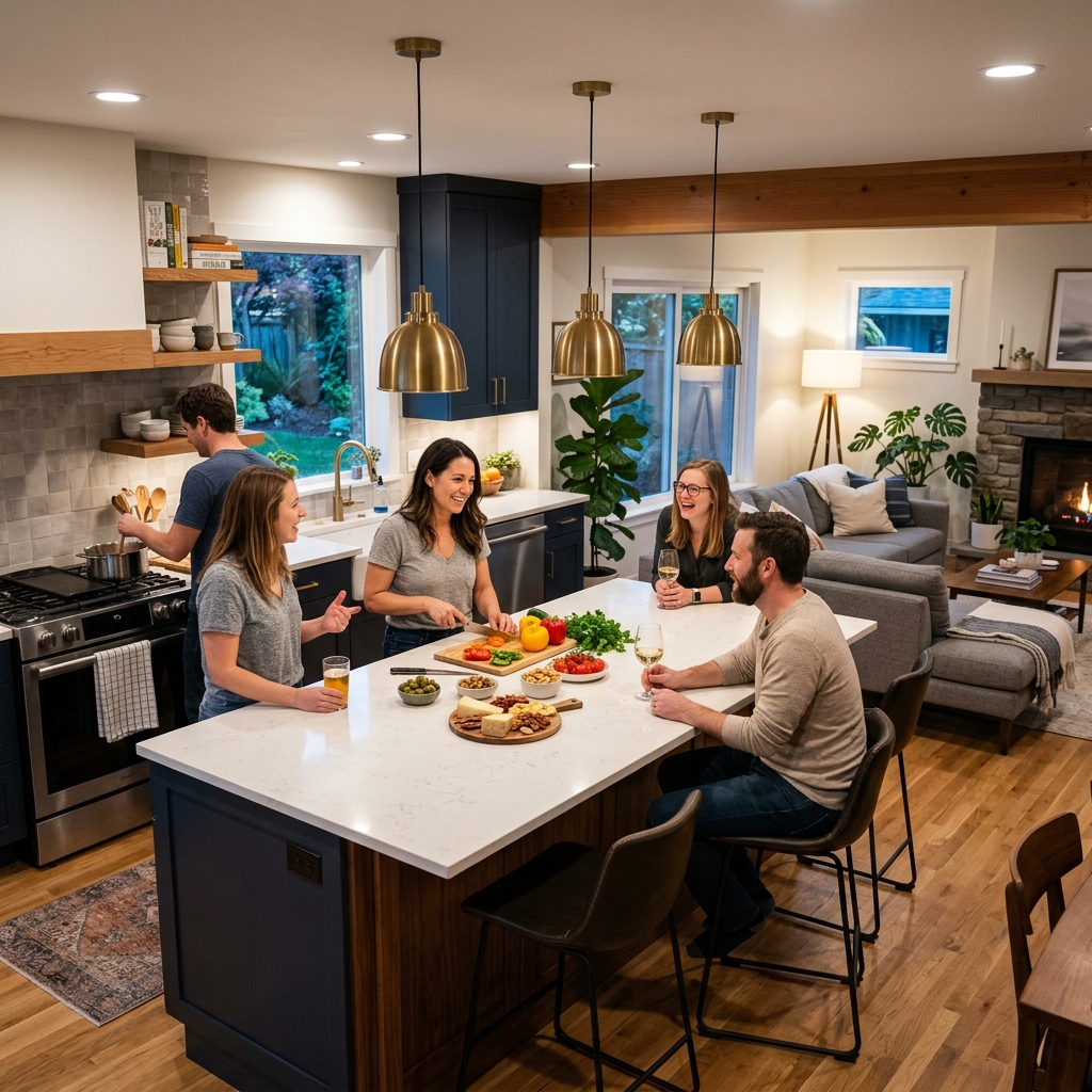 14 Open Plan Kitchen Living Room Ideas That Will Make Your Home Look Straight Out of Pinterest 3 Kitchen Island as the Social Hub