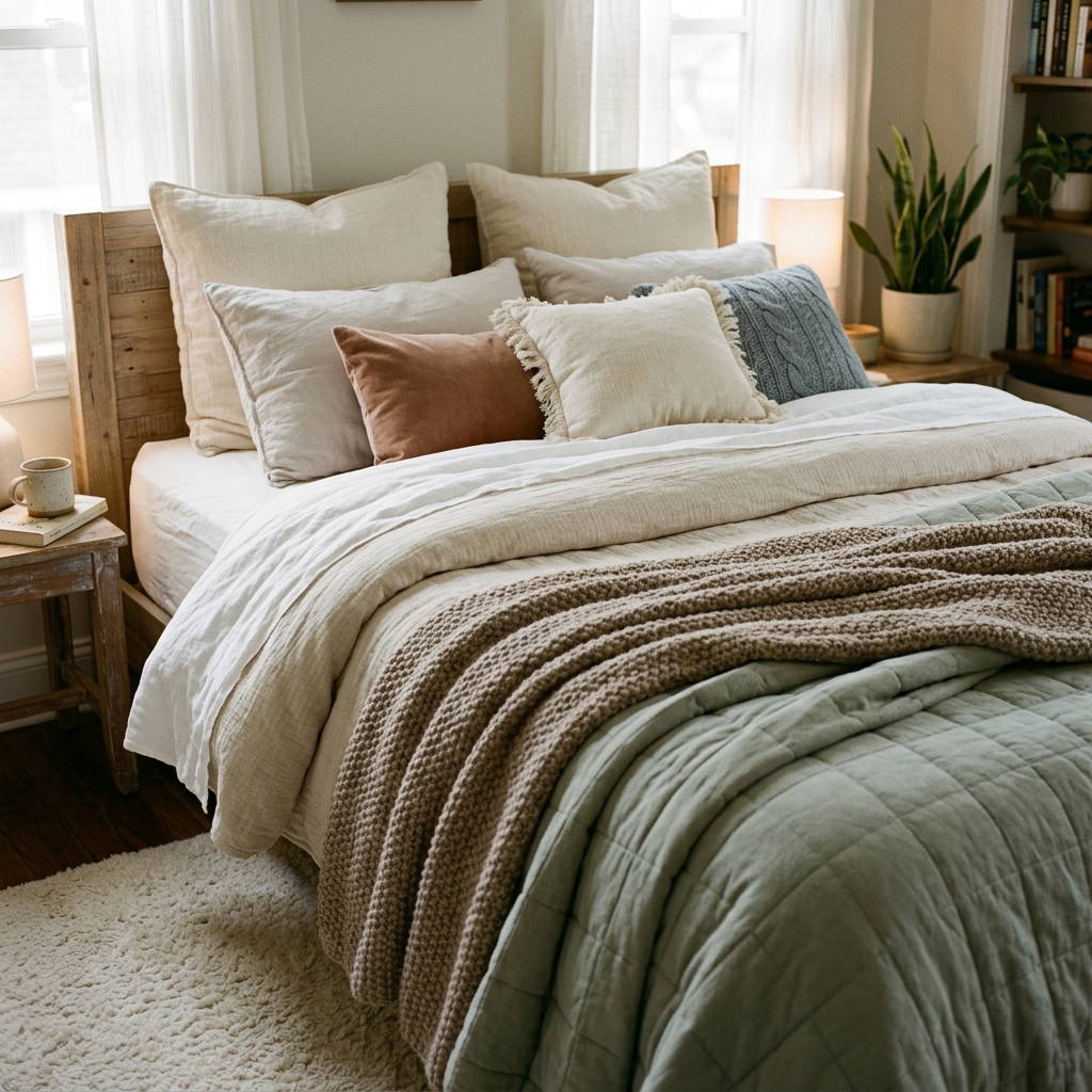 14 Cozy Bedroom Ideas That’ll Instantly Make You Want to Cancel Plans and Stay In 2 Layered Bedding That Feels Like a Hug