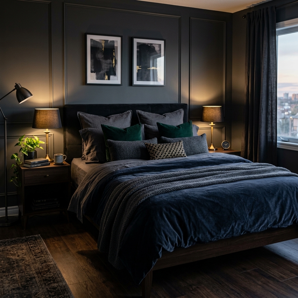 14 Dark Bedroom Ideas That Feel Moody, Luxe, and Seriously Addictive 15 Layered Dark Bedding Look
