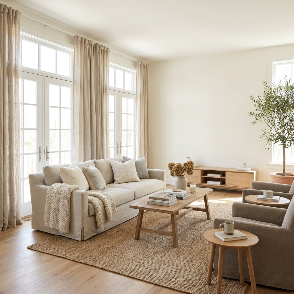 14 Neutral Living Room Ideas That Feel Expensive (But Totally Livable) 5 Linen Curtains Natural Light