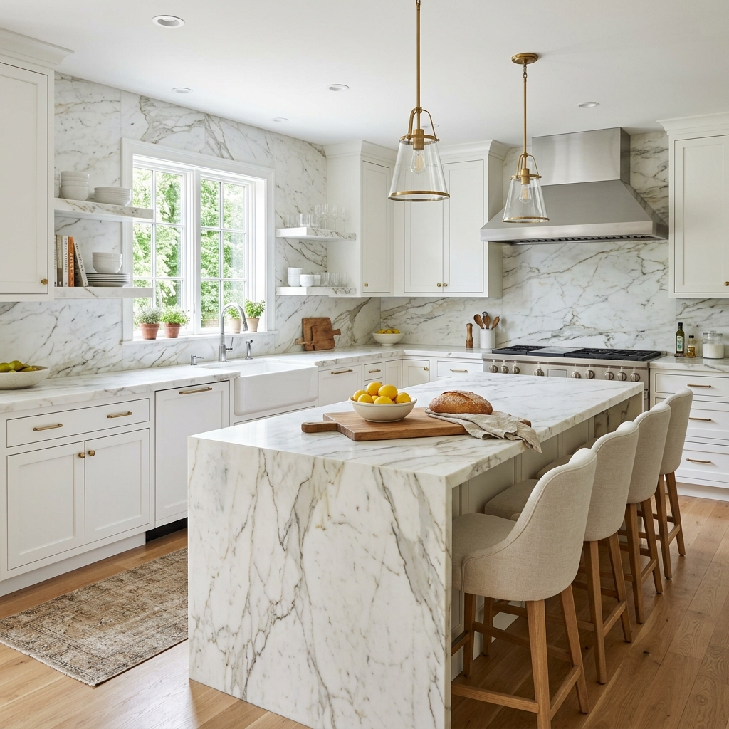 15 White Kitchen Ideas That Feel Straight Out of a Pinterest Dream (But Actually Work IRL) 5 Marble Everything 1