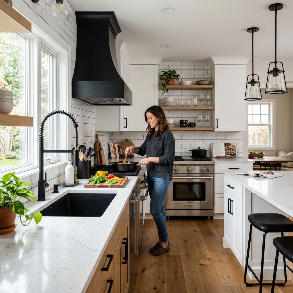 16 Kitchen Remodel Ideas That’ll Make Your Space Look Straight-Up Magazine Worthy 6 Matte Black Fixtures for Instant Drama