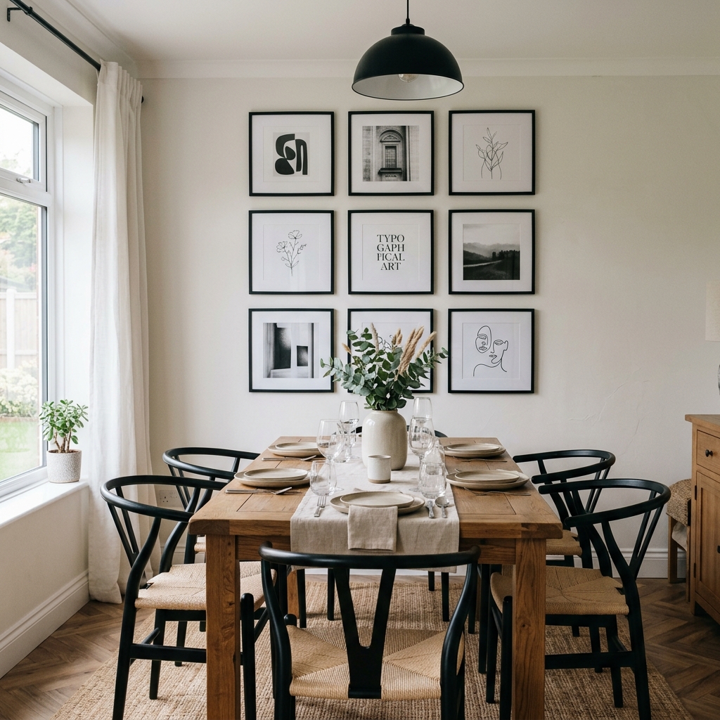 15 Dining Room Wall Decor Ideas That’ll Make Your Space Look Straight-Up Designer (Without the Drama) 12 Minimal Black White Frames