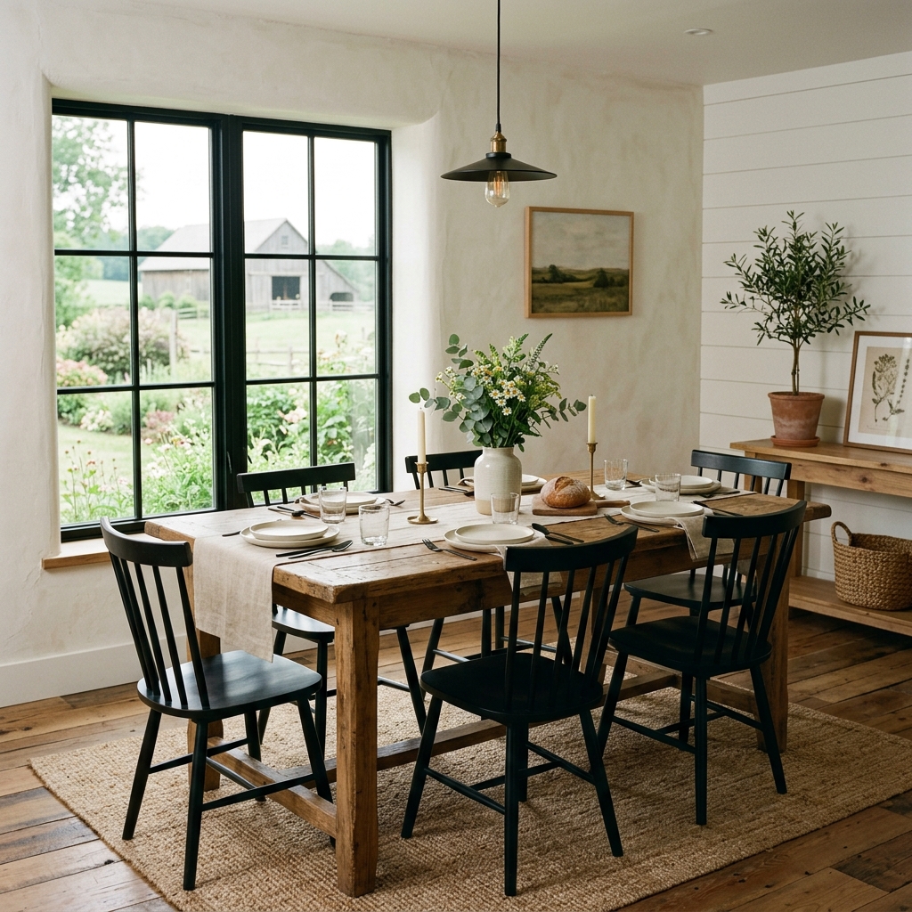 14 Farmhouse Dining Room Ideas That Feel Straight Out of a Pinterest Dream (But Way More Livable) 15 Minimal Farmhouse