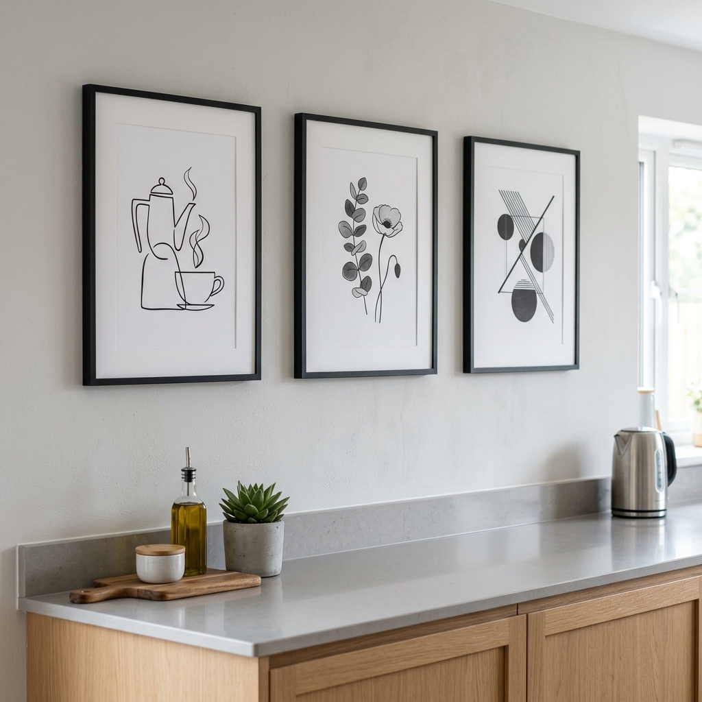 15 Kitchen Wall Decor Ideas That Instantly Make Your Space Look Pinterest-Perfect (Without Trying Too Hard) 11 Minimalist Black White Prints