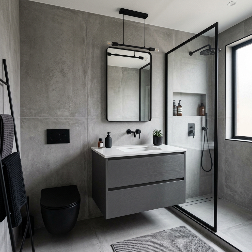 Minimalist Grey Black Accents
