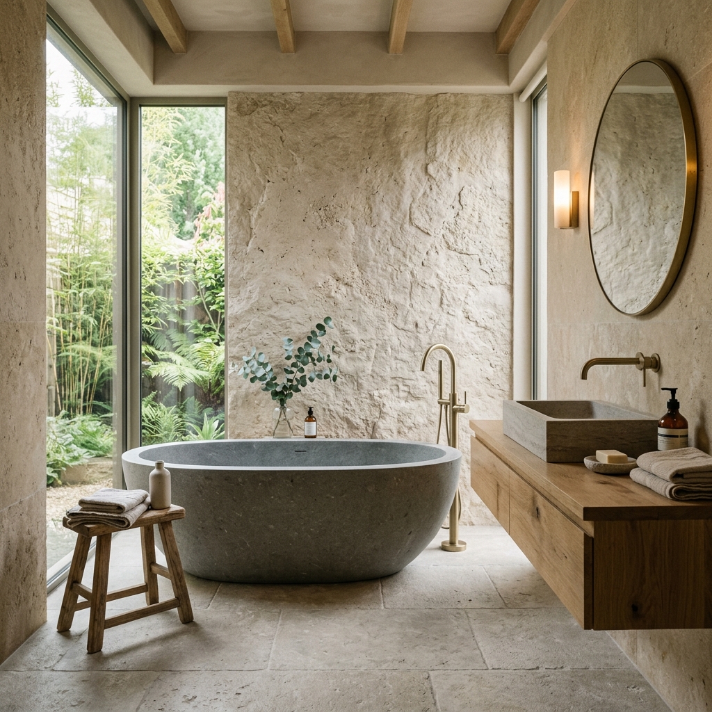 15 Neutral Bathroom Ideas That Feel Like a Spa (But Totally Livable) 6 Minimalist Stone Sanctuary