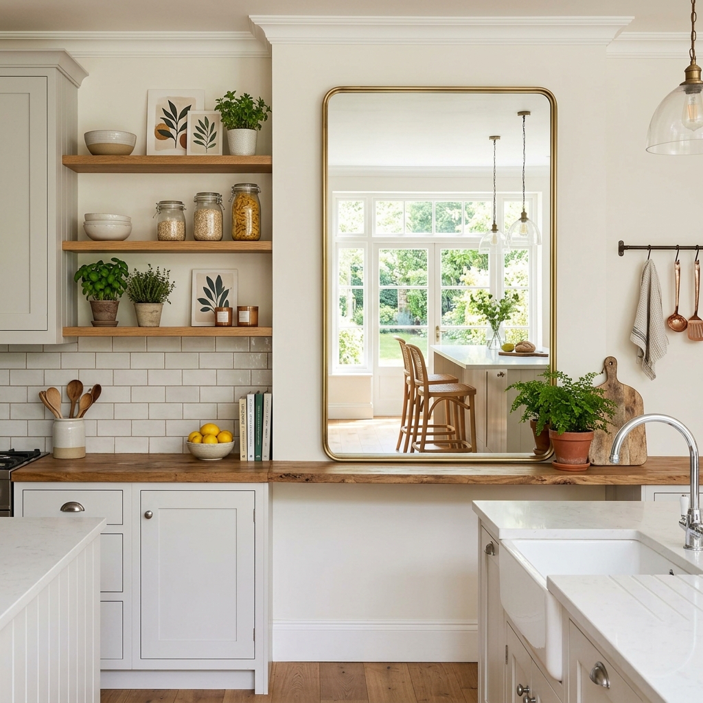 15 Kitchen Wall Decor Ideas That Instantly Make Your Space Look Pinterest-Perfect (Without Trying Too Hard) 14 Mirror for Light Space