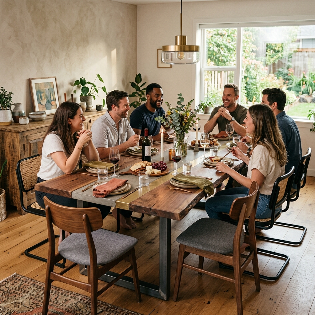 14 Dining Room Table Ideas That Instantly Upgrade Your Space (And Yes, Your Dinner Parties Too) 11 Mixed Material Magic