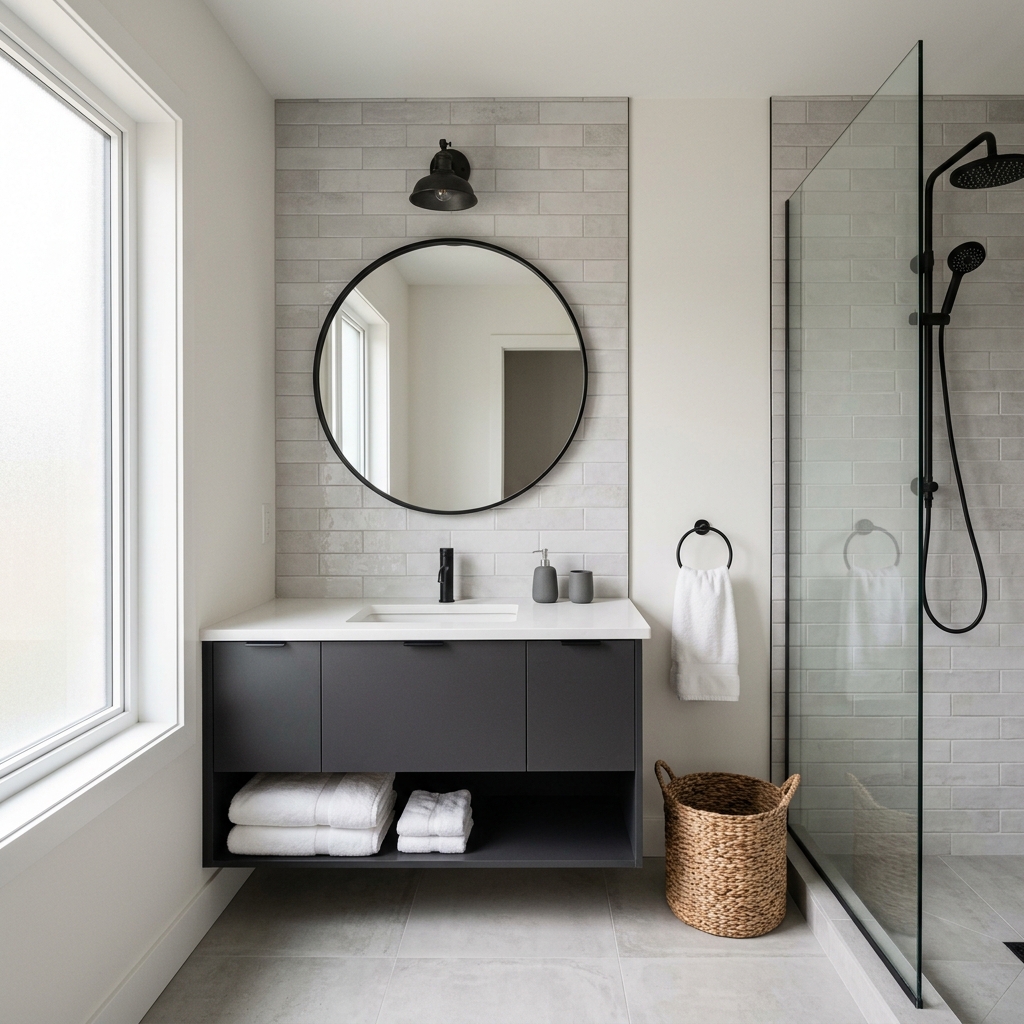 15 Neutral Bathroom Ideas That Feel Like a Spa (But Totally Livable) 14 Monochrome Neutrals 1