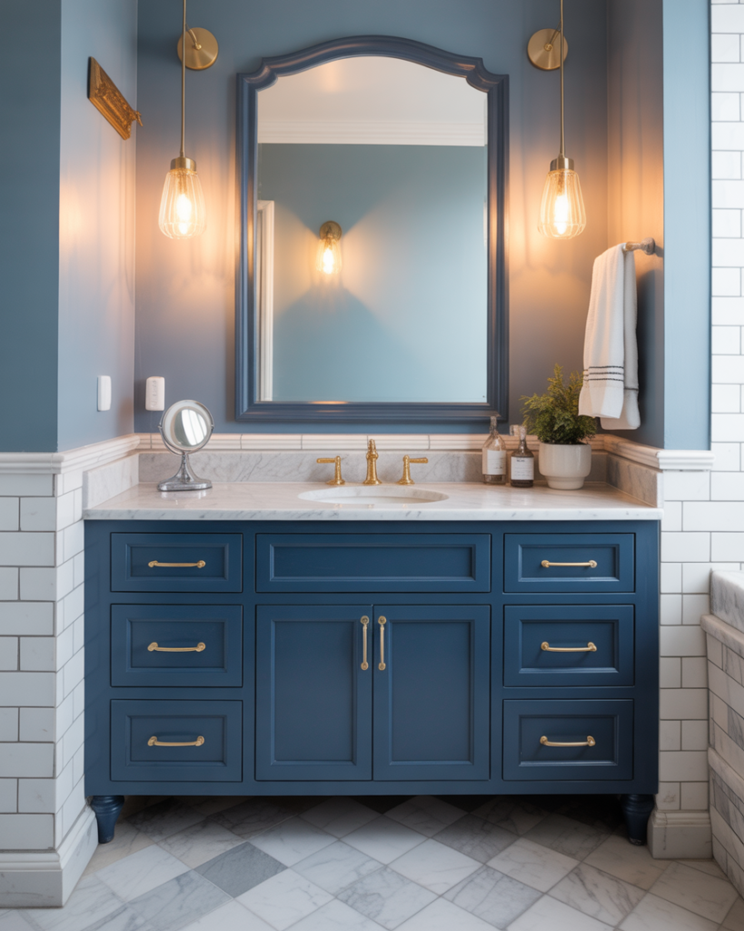Navy Vanity Marble Top