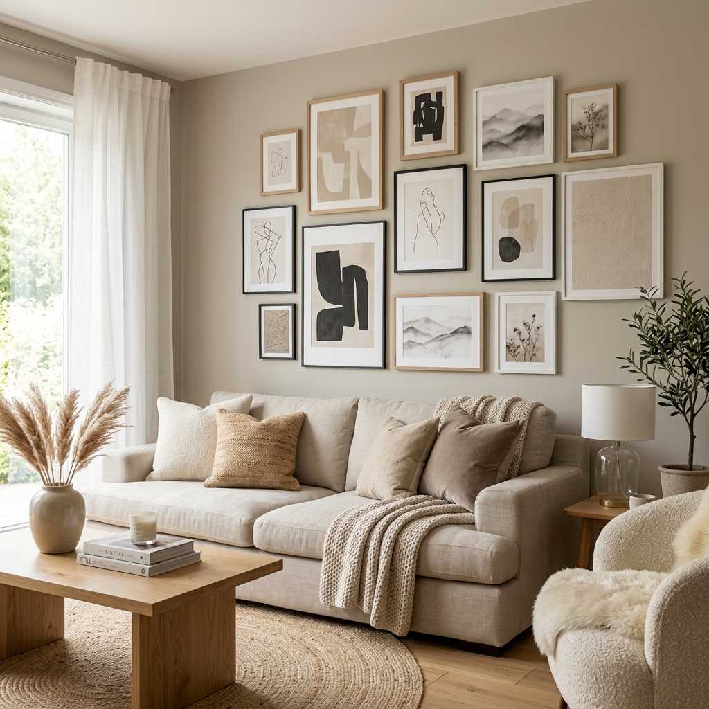 14 Neutral Living Room Ideas That Feel Expensive (But Totally Livable) 11 Neutral Gallery Wall
