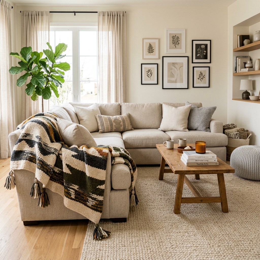 14 Neutral Living Room Ideas That Feel Expensive (But Totally Livable) 13 Neutral Sectional Statement Blanket
