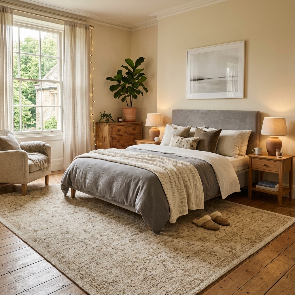 14 Cozy Bedroom Ideas That’ll Instantly Make You Want to Cancel Plans and Stay In 4 Oversized Rug