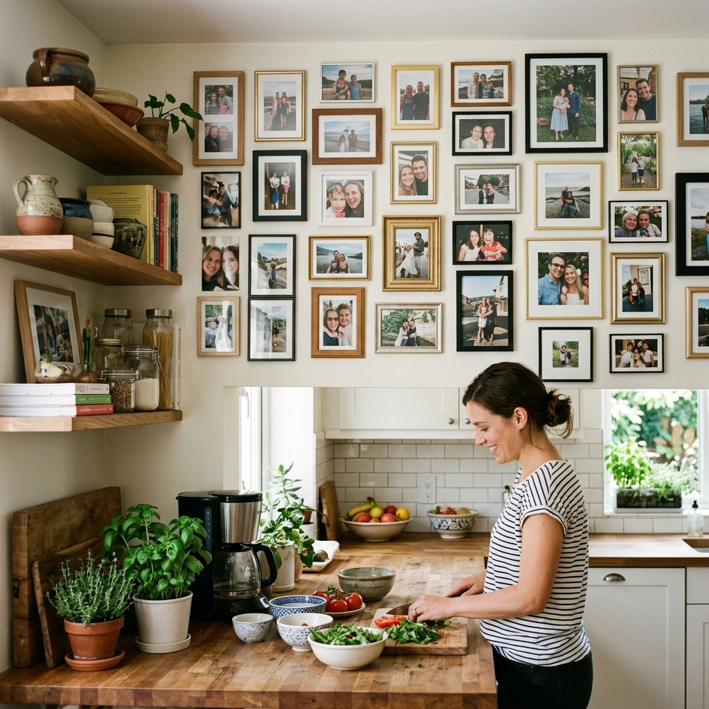 15 Kitchen Wall Decor Ideas That Instantly Make Your Space Look Pinterest-Perfect (Without Trying Too Hard) 16 Personal Photo Wall
