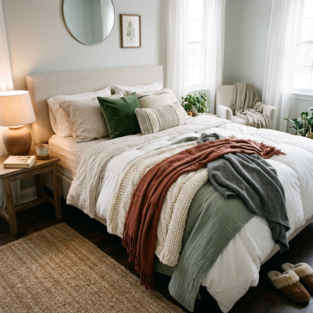 14 Cozy Bedroom Ideas That’ll Instantly Make You Want to Cancel Plans and Stay In 6 Pile on the Throw Blankets