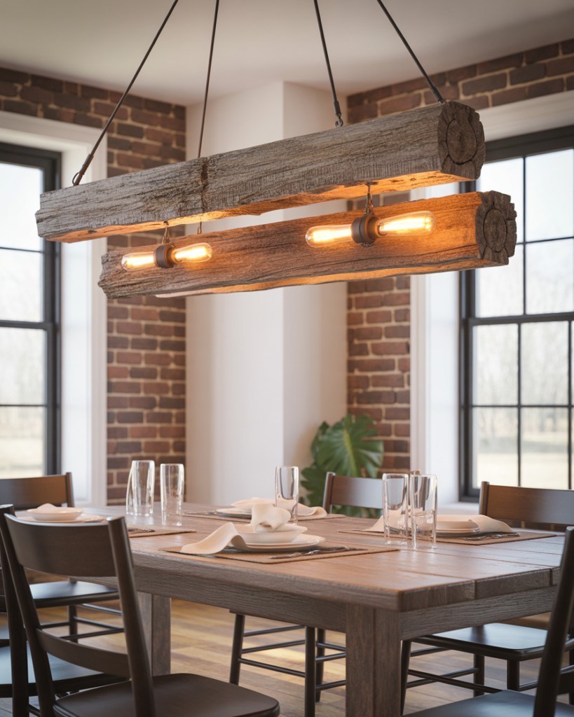 14 Dining Room Light Fixtures That Instantly Upgrade Your Space (And Yes, You’ll Want Them All ) 8 Rustic Wood Beam Light