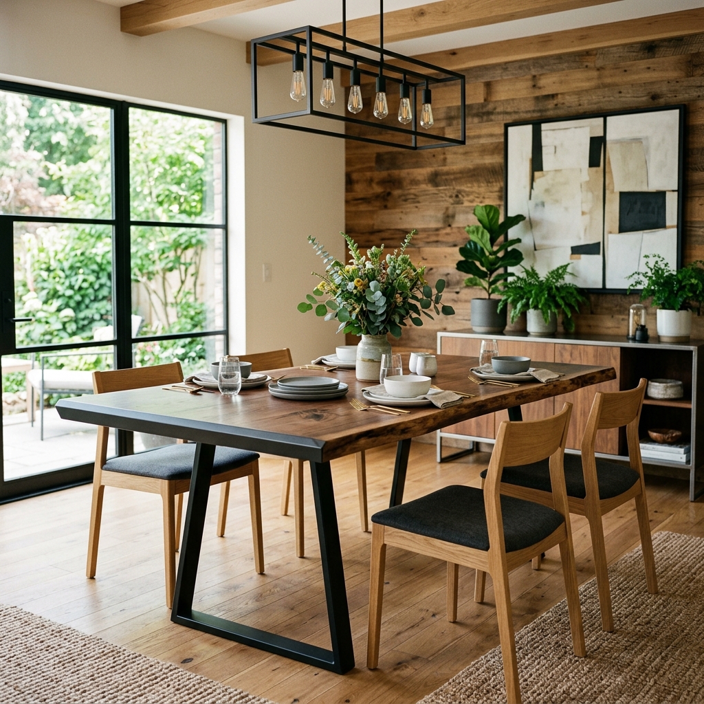 14 Dining Room Table Ideas That Instantly Upgrade Your Space (And Yes, Your Dinner Parties Too) 3 Rustic Wood with Modern Edges